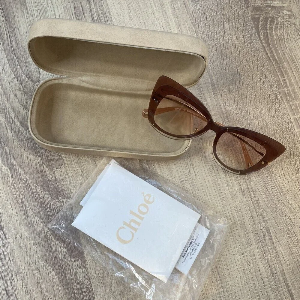 CHLOE Boho Butterfly CE175S 749 Peach Brown Pink Gradient 63mm Sunglasses (#675)